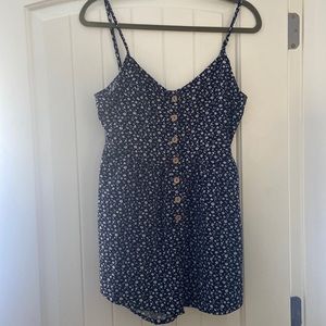 Navy floral romper - shorts romper